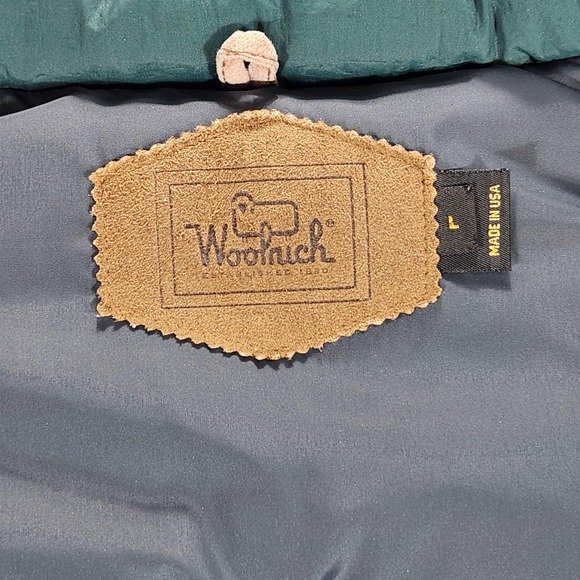 Woolrich Vest Mens Large Green Down Quilted Puffer Leather Yoke Western USA - Picture 4 of 9